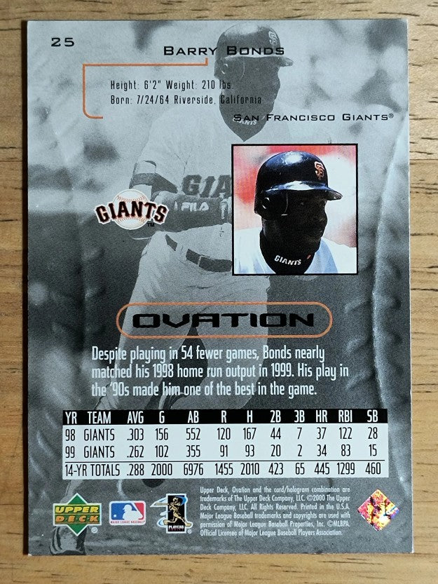 2000 Upper Deck Ovation #25 Barry Bonds