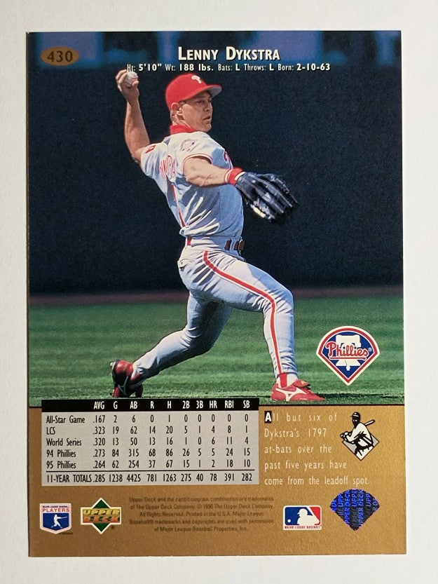 1996 Upper Deck #430 Lenny Dykstra