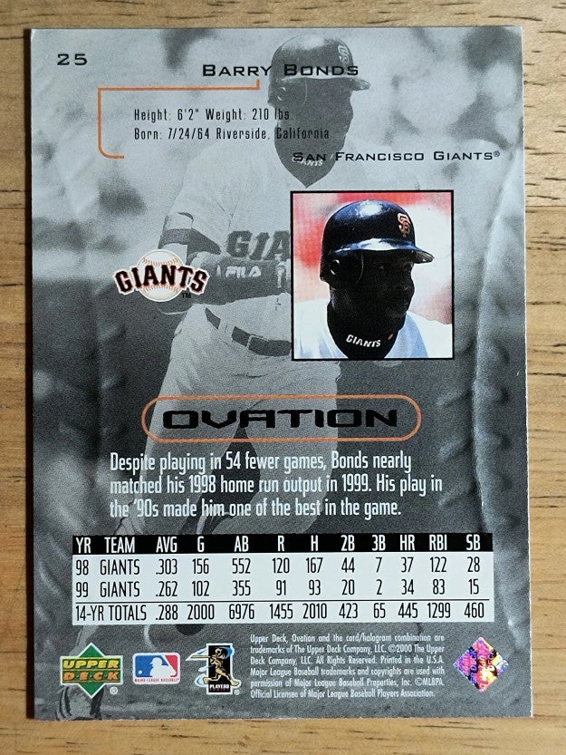 2000 Upper Deck Ovation #25 Barry Bonds