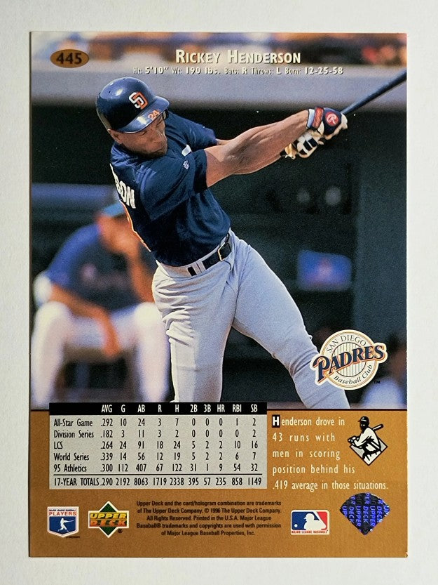 1996 Upper Deck #445 Rickey Henderson