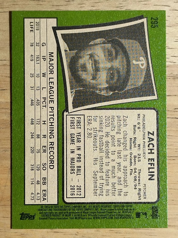 2020 Topps Heritage #295 Zach Eflin