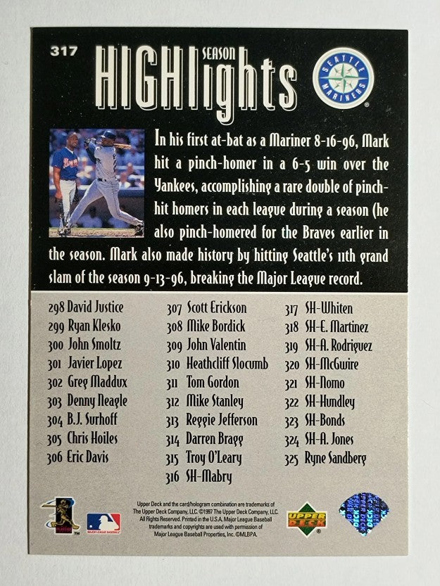 1997 Upper Deck #317 Mark Whiten SH CL