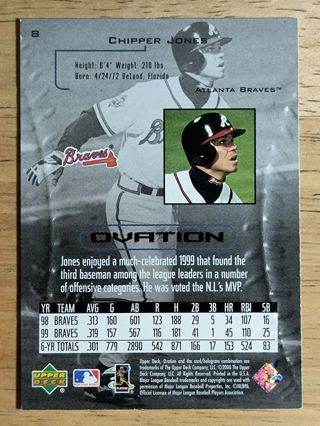 2000 Upper Deck Ovation #8 Chipper Jones