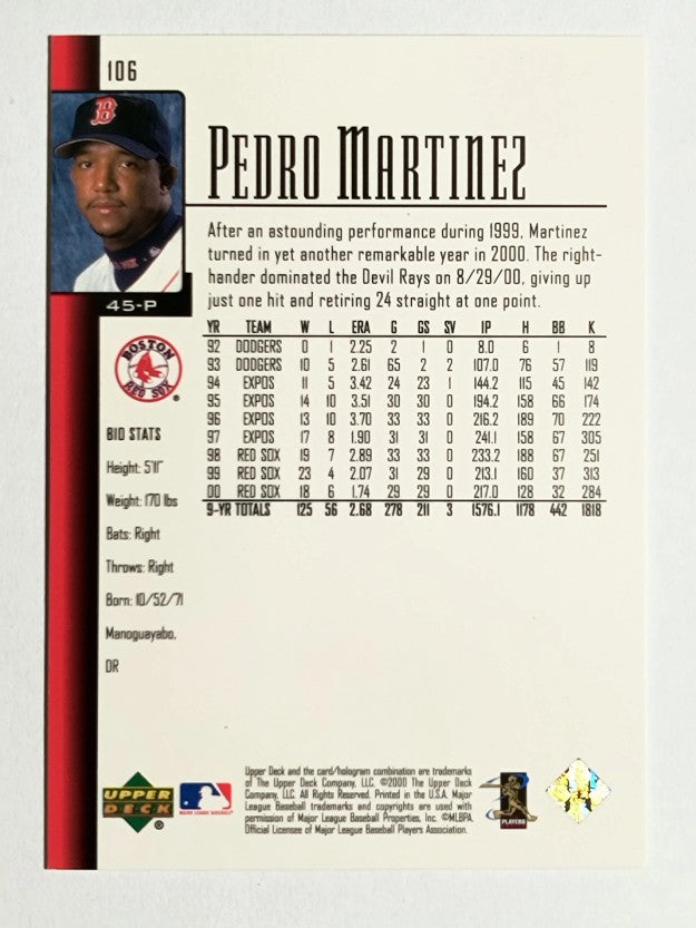 2001 Upper Deck #106 Pedro Martinez