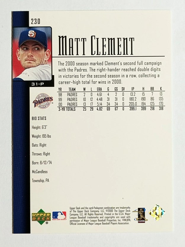 2001 Upper Deck #230 Matt Clement
