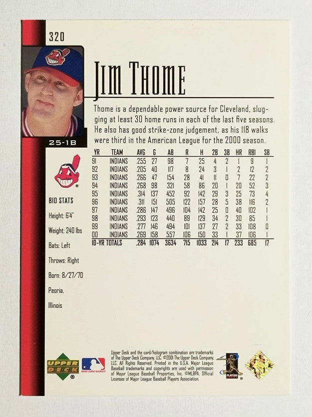 2001 Upper Deck #320 Jim Thome