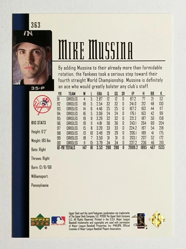 2001 Upper Deck #363 Mike Mussina