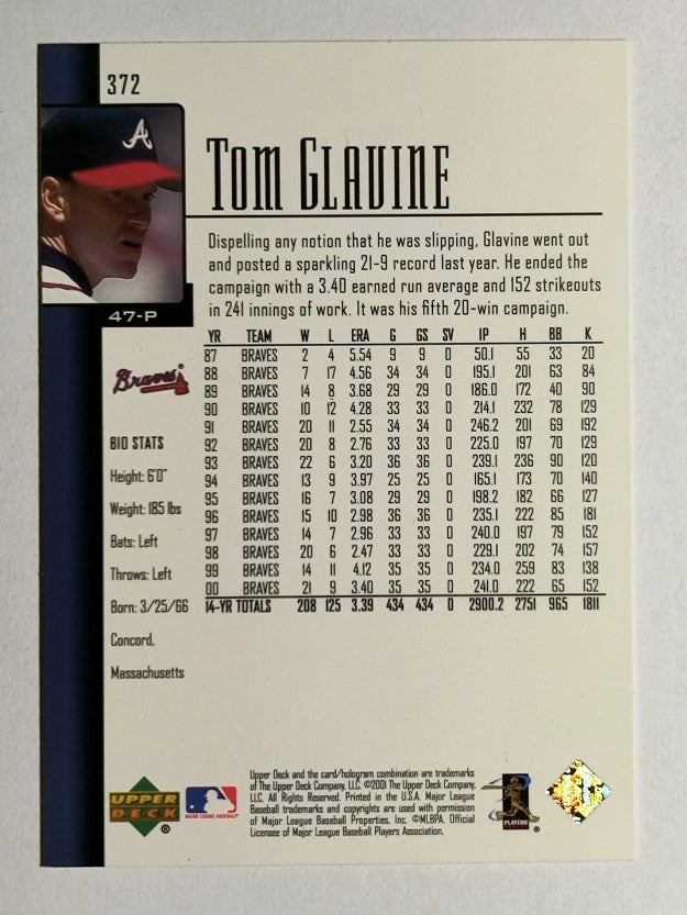 2001 Upper Deck #372 Tom Glavine