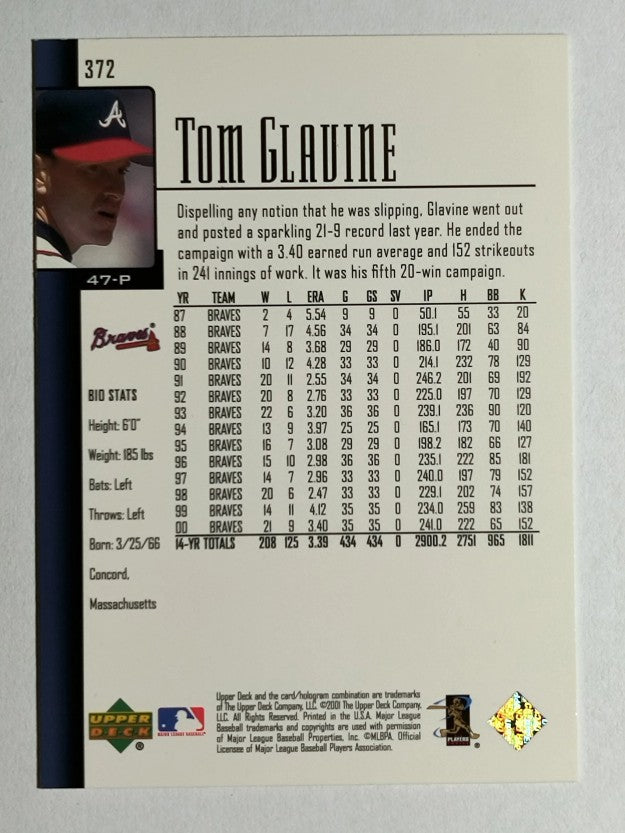 2001 Upper Deck #372 Tom Glavine