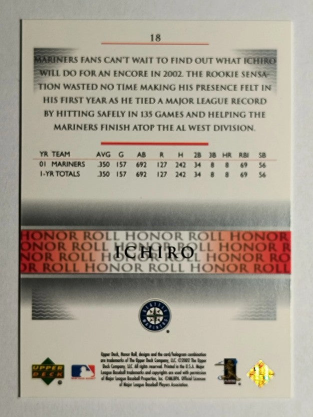 2002 Upper Deck Honor Roll #18 Ichiro Suzuki ALD9