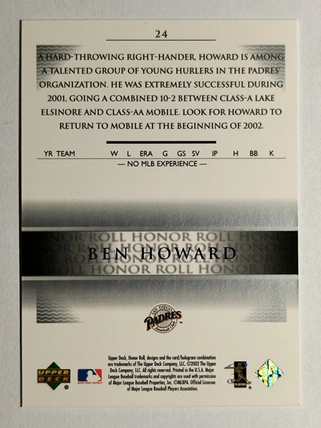 2002 Upper Deck Honor Roll #24 Ben Howard PD9 RC