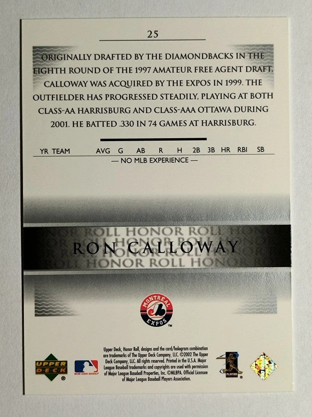 2002 Upper Deck Honor Roll #25 Ron Calloway PD9 RC