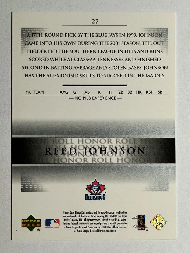 2002 Upper Deck Honor Roll #27 Reed Johnson PD9 RC