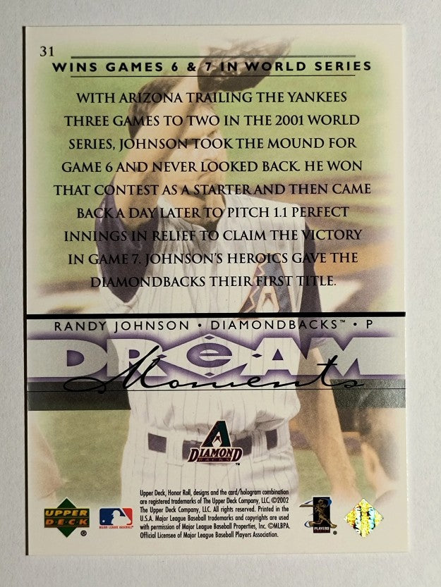 2002 Upper Deck Honor Roll #31 Randy Johnson