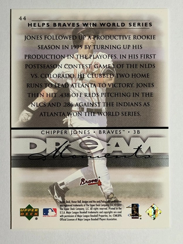 2002 Upper Deck Honor Roll #44 Chipper Jones