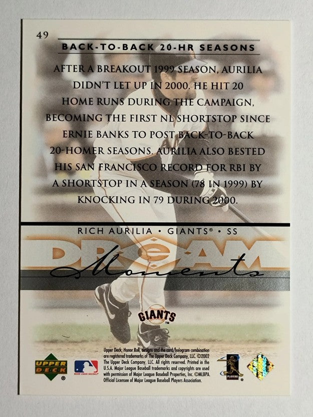 2002 Upper Deck Honor Roll #49 Rich Aurilia
