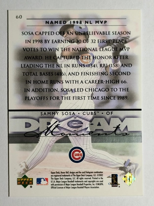 2002 Upper Deck Honor Roll #60 Sammy Sosa