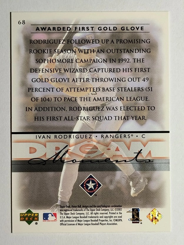 2002 Upper Deck Honor Roll #68 Ivan Rodriguez