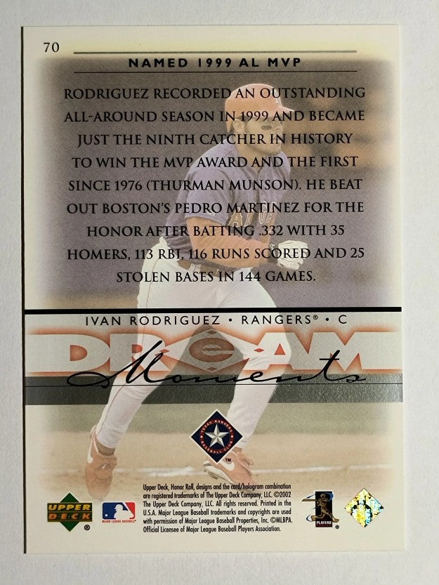 2002 Upper Deck Honor Roll #70 Ivan Rodriguez