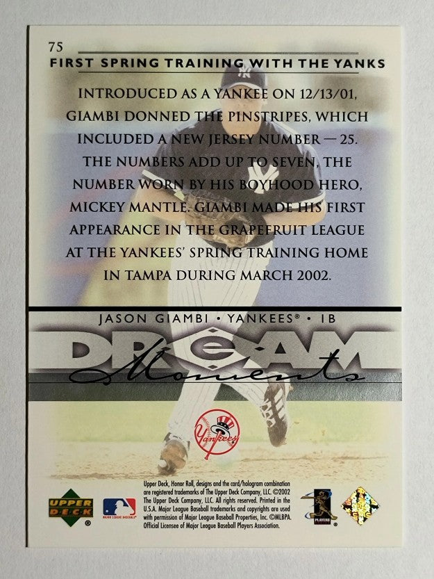 2002 Upper Deck Honor Roll #75 Jason Giambi