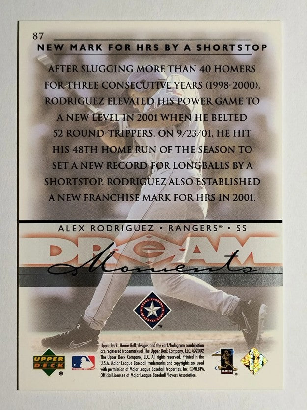 2002 Upper Deck Honor Roll #87 Alex Rodriguez