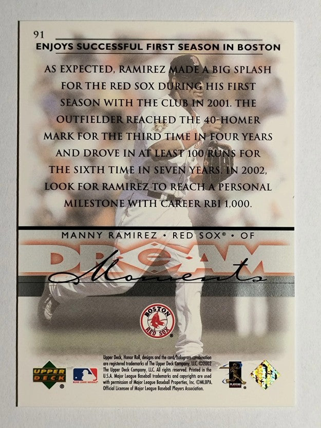 2002 Upper Deck Honor Roll #91 Manny Ramirez
