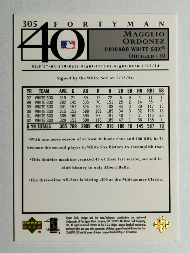 2003 Upper Deck 40-Man #305 Magglio Ordonez