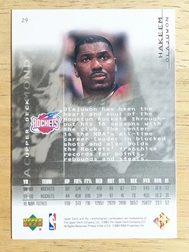 2000-01 Black Diamond #29 Hakeem Olajuwon
