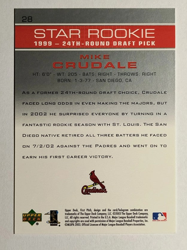 2003 Upper Deck First Pitch #28 Mike Crudale SR