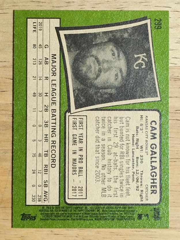 2020 Topps Heritage #299 Cam Gallagher