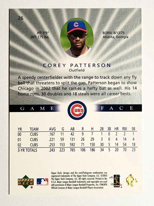 2003 Upper Deck Game Face #26 Corey Patterson