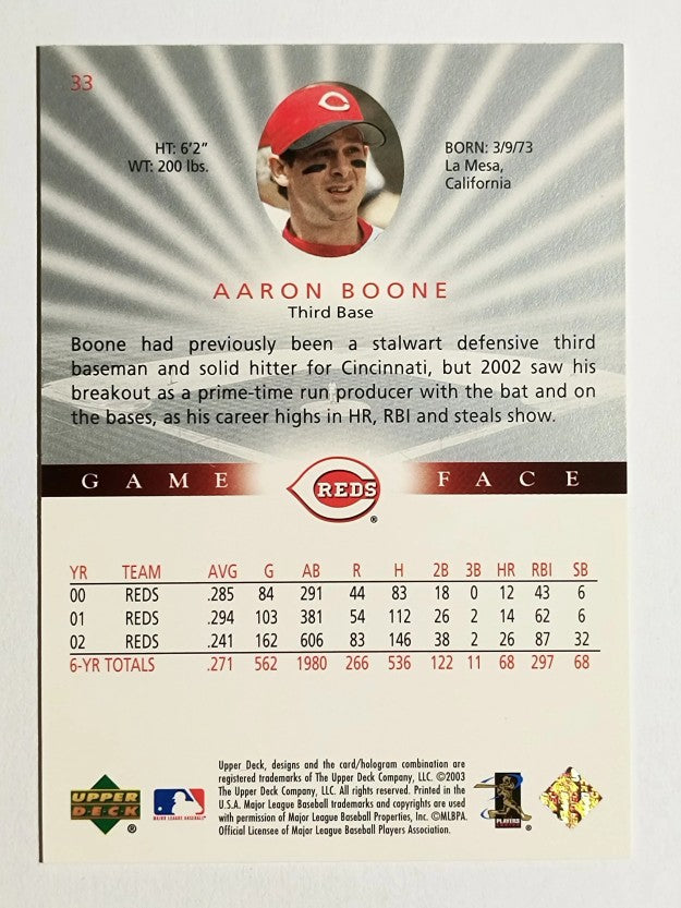 2003 Upper Deck Game Face #33 Aaron Boone