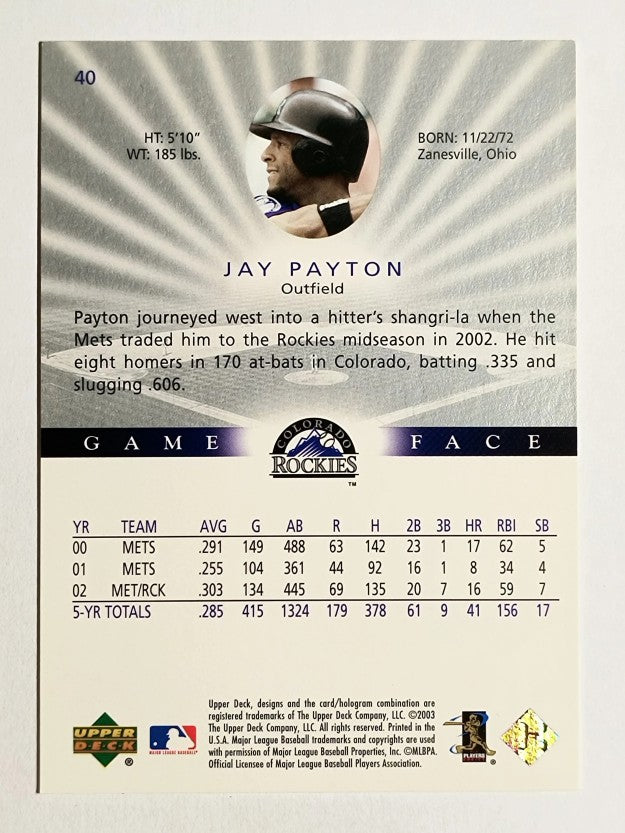 2003 Upper Deck Game Face #40 Jay Payton