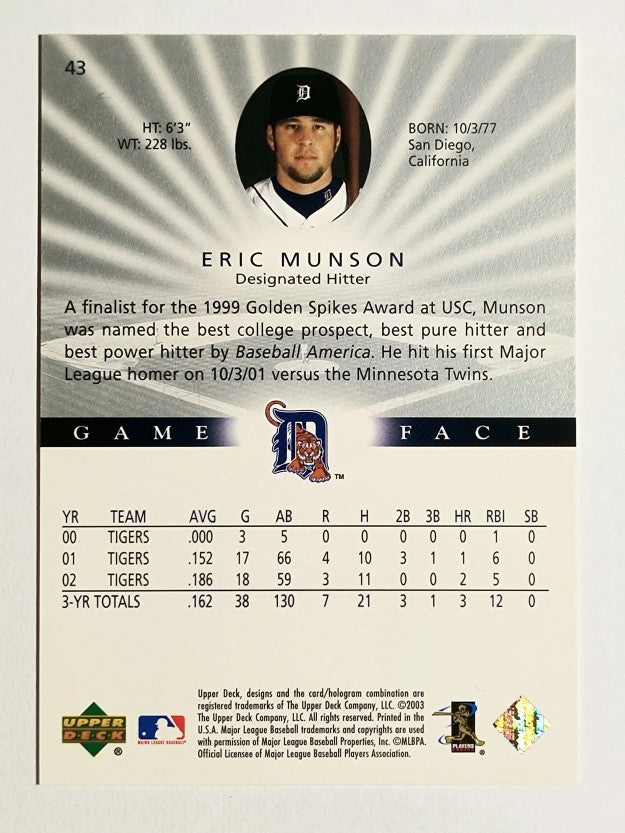 2003 Upper Deck Game Face #43 Eric Munson