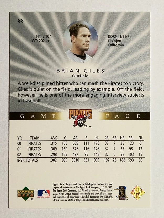 2003 Upper Deck Game Face #88 Brian Giles