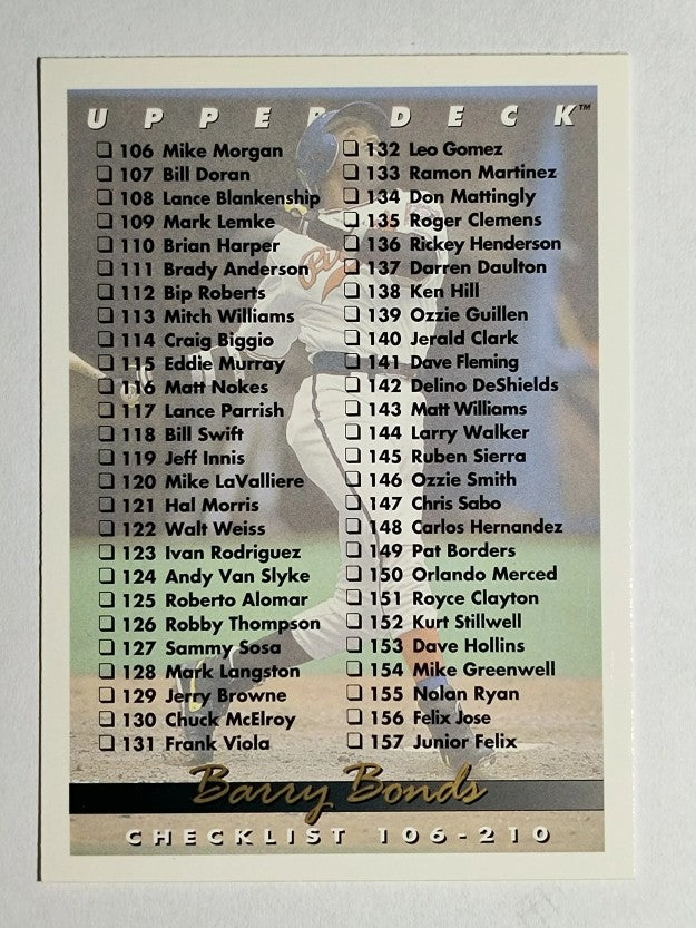 1993 Upper Deck #210 Barry Bonds CL