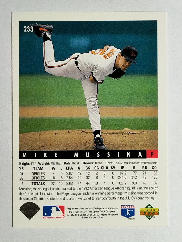 1993 Upper Deck #233 Mike Mussina