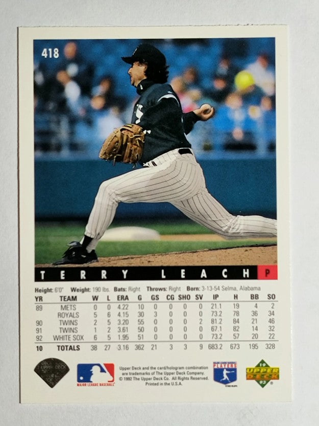 1993 Upper Deck #418 Terry Leach