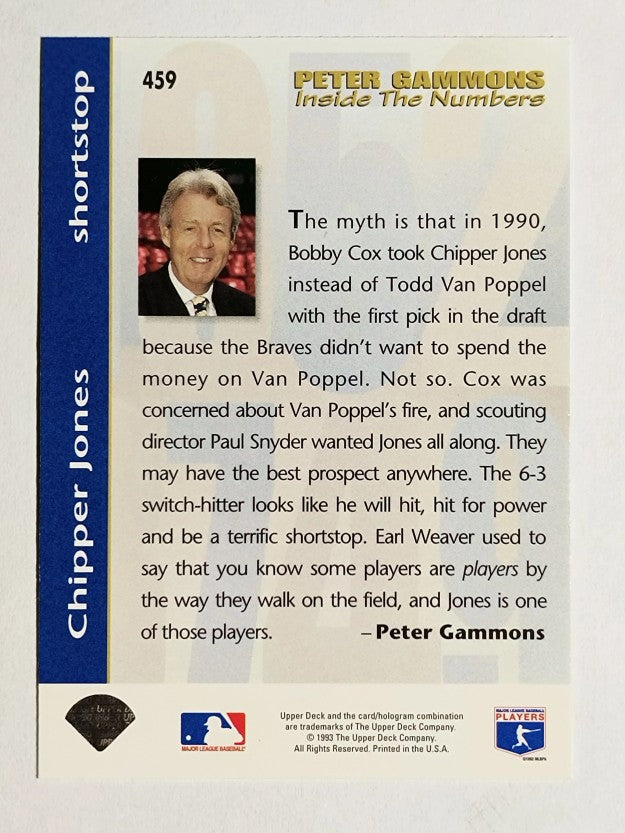 1993 Upper Deck #459 Chipper Jones IN