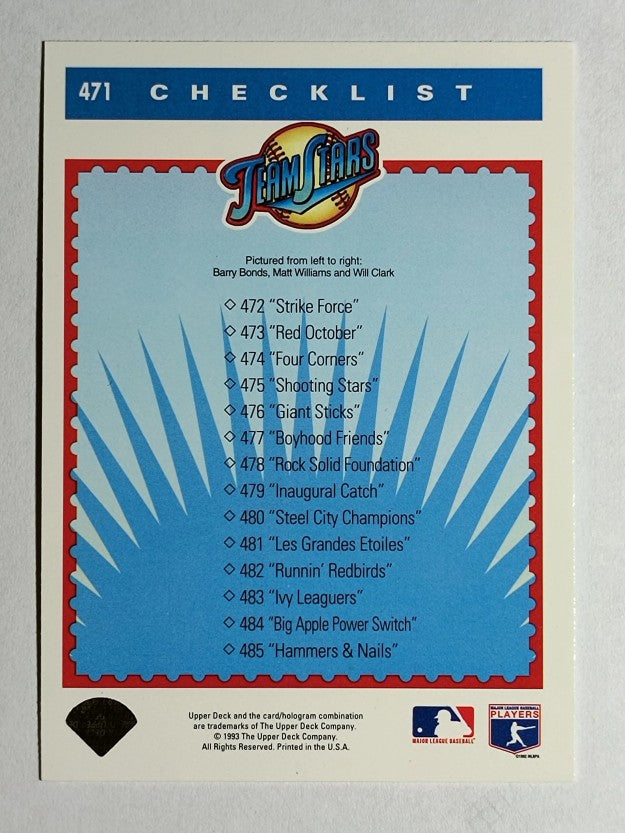 1993 Upper Deck #471 Barry Bonds/Matt Williams/Will Clark CL