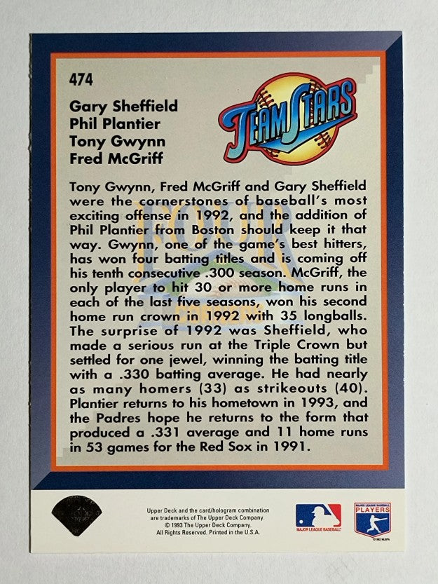 1993 Upper Deck #474 Gary Sheffield/Phil Plantier/Tony Gwynn/Fred McGrif