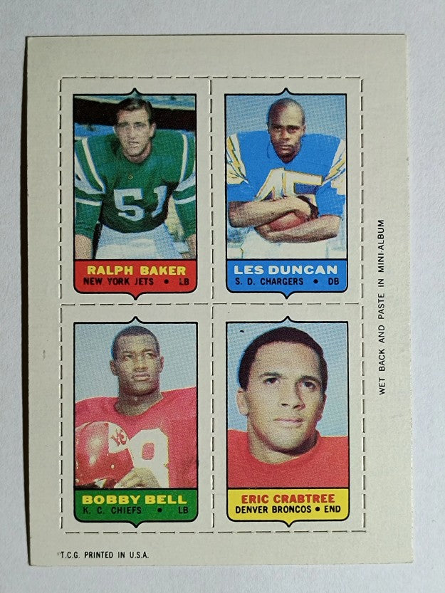 1969 Topps Four-in-One Ralph Baker/Speedy Duncan/Eric Crabtree/Bobby Bell (NM)