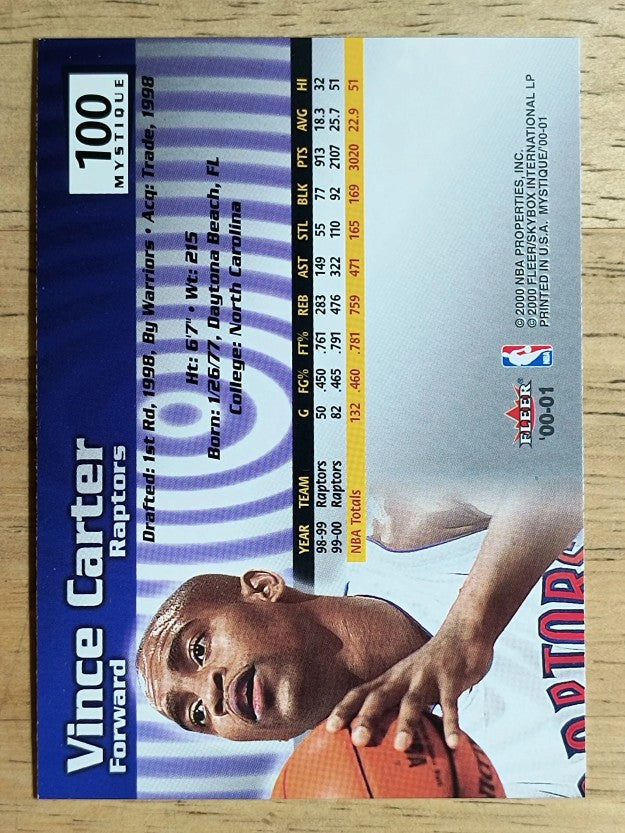 2000-01 Fleer Mystique #100 Vince Carter