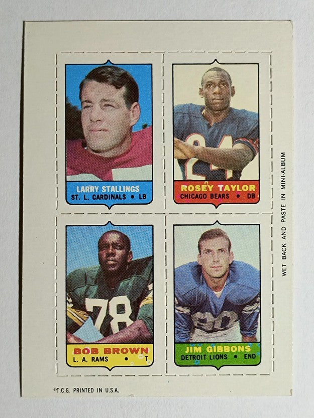 1969 Topps Four-in-One Larry Stallings/R.Taylor/Jim Gibbons/Bob Brown OT (EXMT)