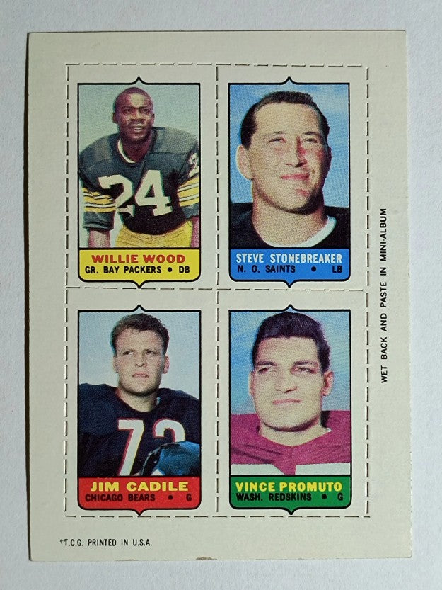 1969 Topps Four-in-One W.Wood/Steve Stonebreaker/Vince Promuto/Jim Cadile (EXMT)