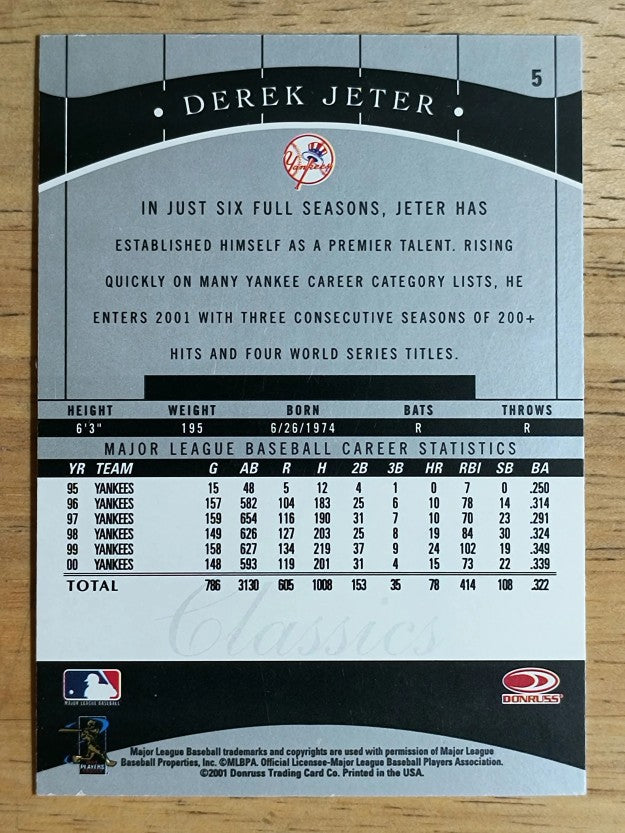 2001 Donruss Classics #5 Derek Jeter