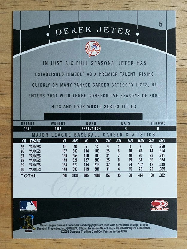 2001 Donruss Classics #5 Derek Jeter