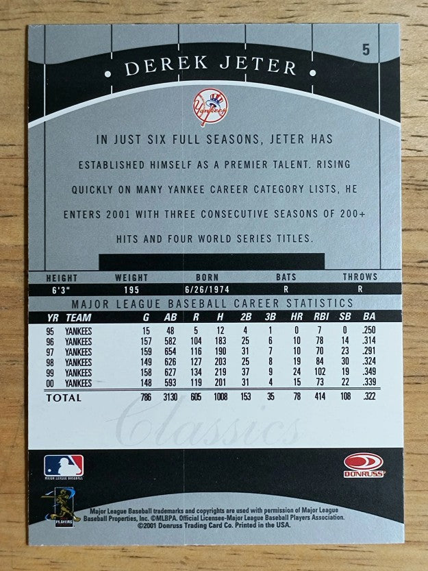 2001 Donruss Classics #5 Derek Jeter