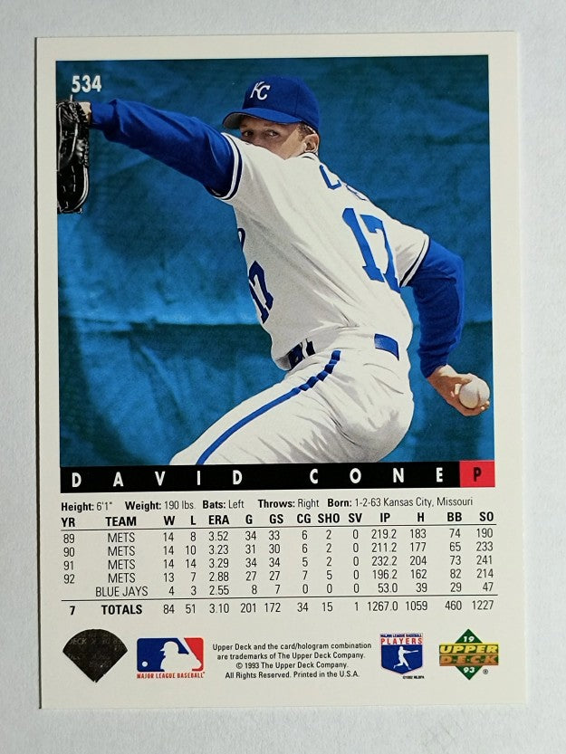 1993 Upper Deck #534 David Cone