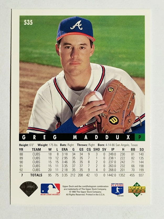 1993 Upper Deck #535 Greg Maddux